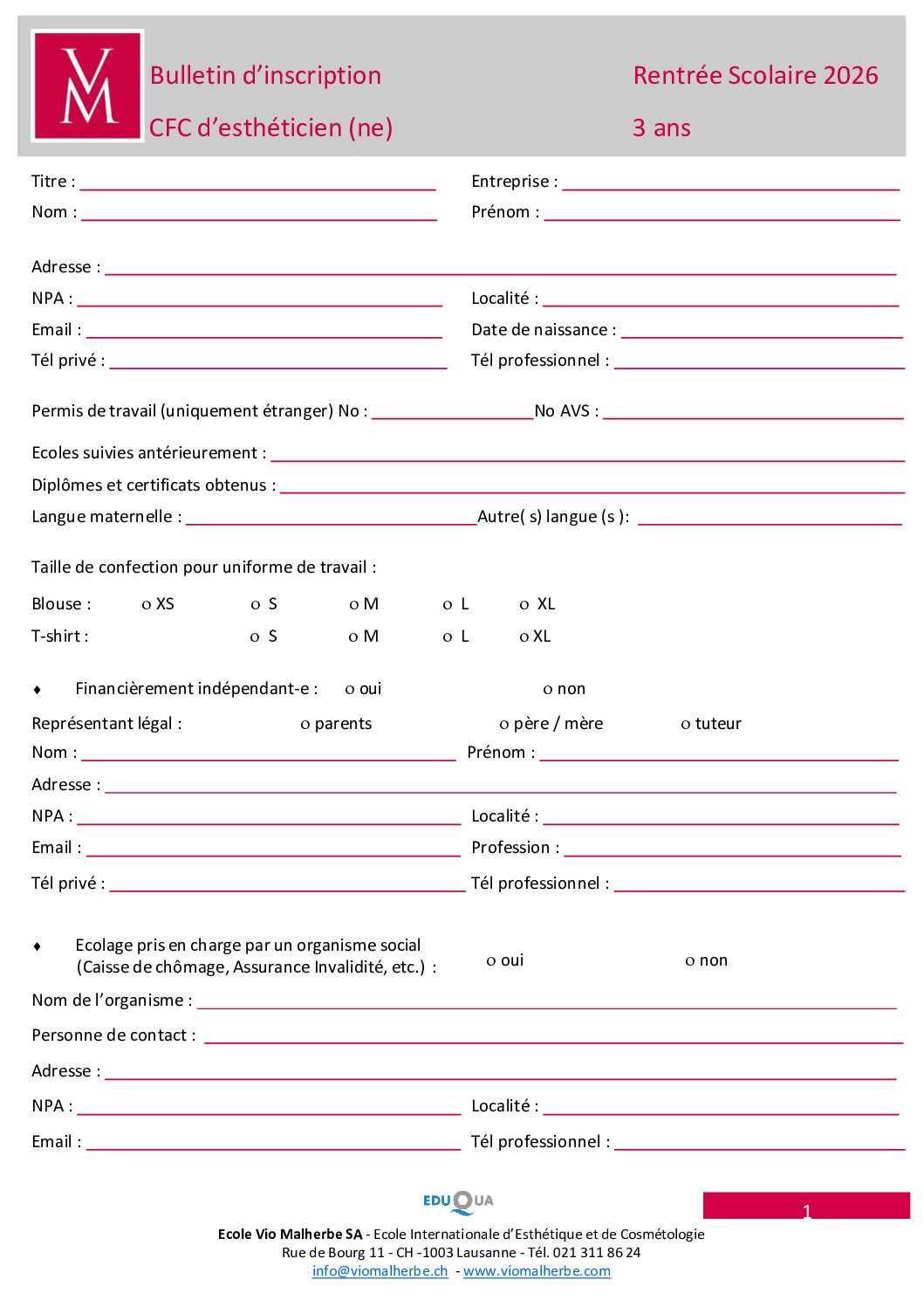 Bulletin inscription CFC 2026 - Vio Malherbe